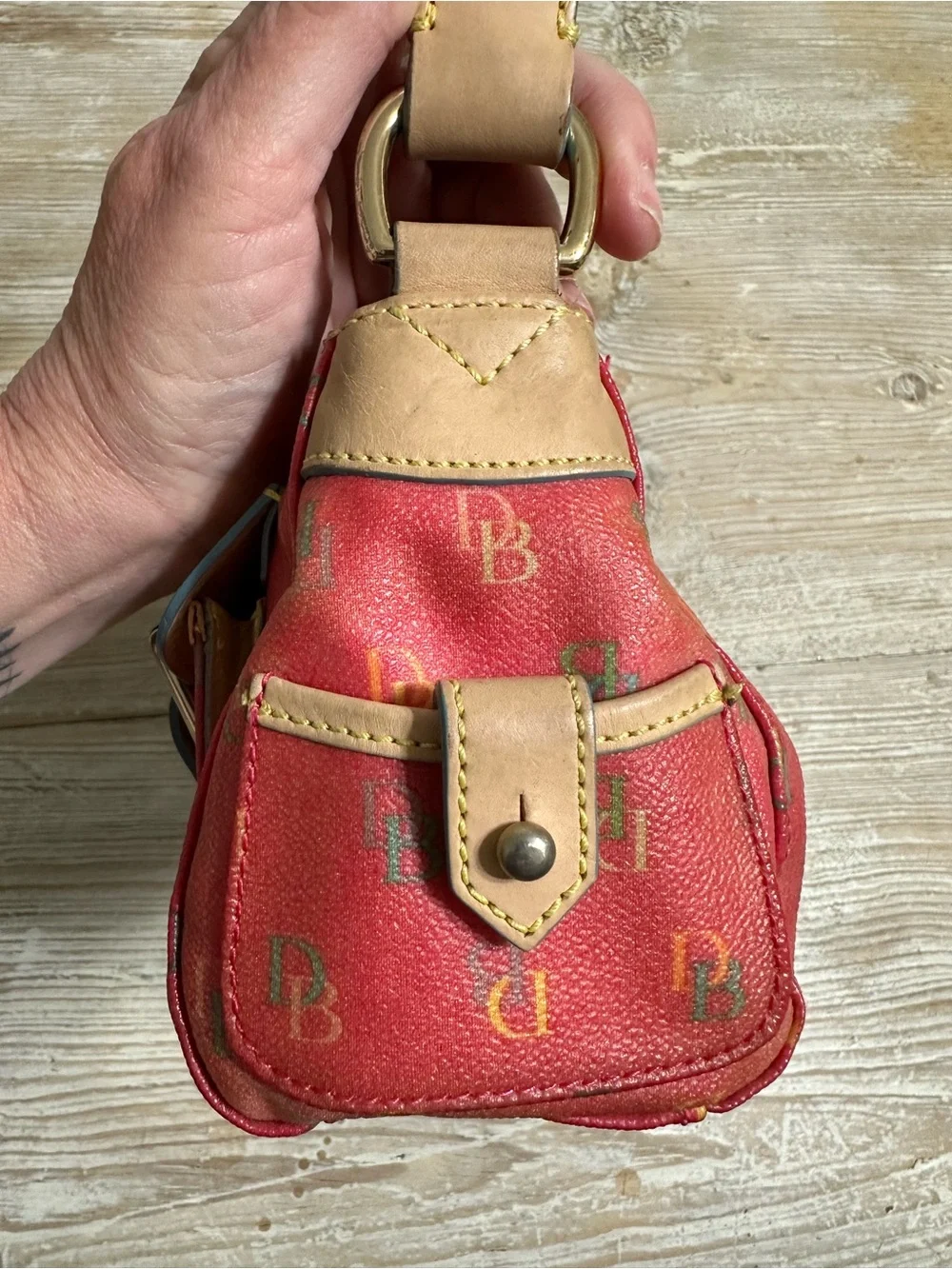 Vintage Dooney and Bourke Y2K Pink Rainbow Monogram Purse Coated Canvas - Picture 2 of 15